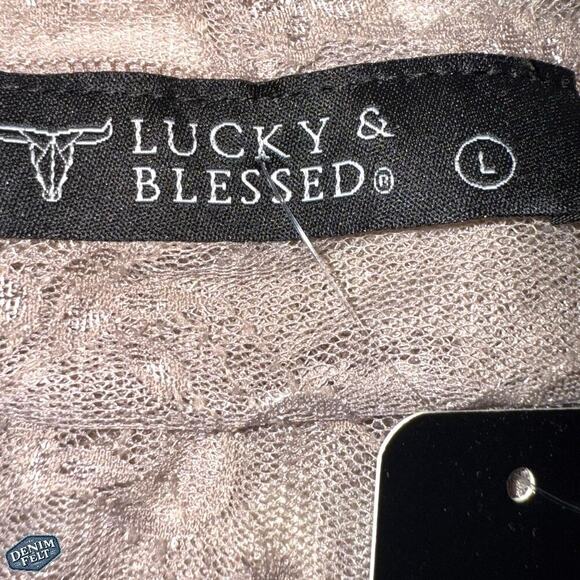 Lucky & Blessed Taupe Long Sleeve Lace Mini Dress S/M/L - Western Chic NEW - Picture 9 of 9